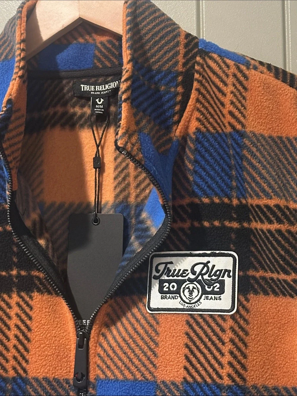 TRUE RELIGION Plaid Fleece Vest M